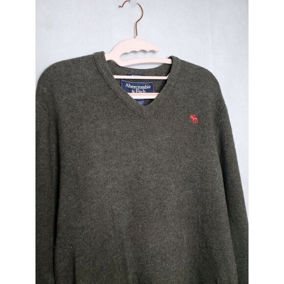 Abercrombie & Fitch Vintage Men's Muscle Fit Wool V Neck Y2K Sweater - Picture 4 of 7